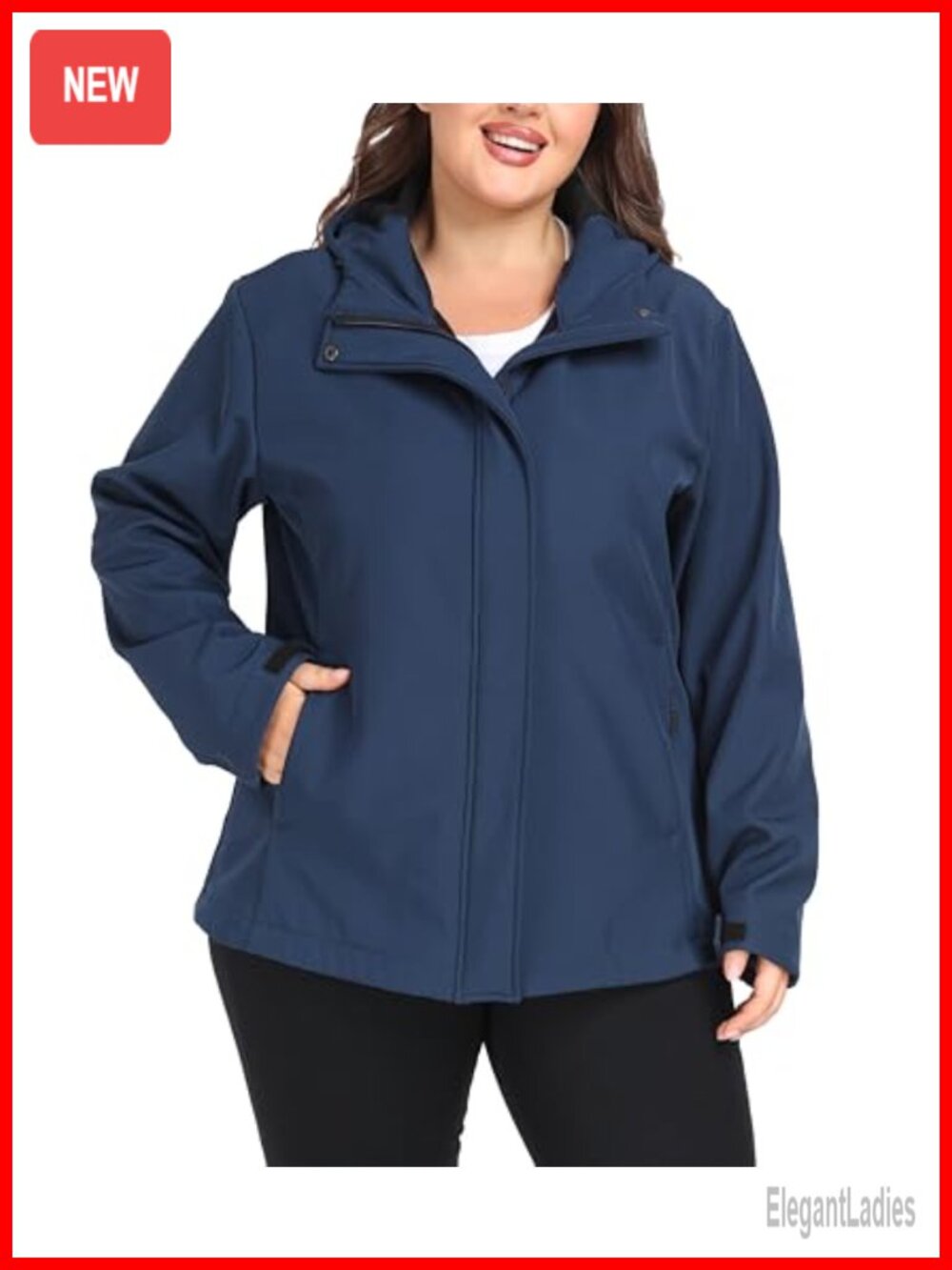 Plus Size Softshell Jacket Hooded Fleece Lined Windbreaker